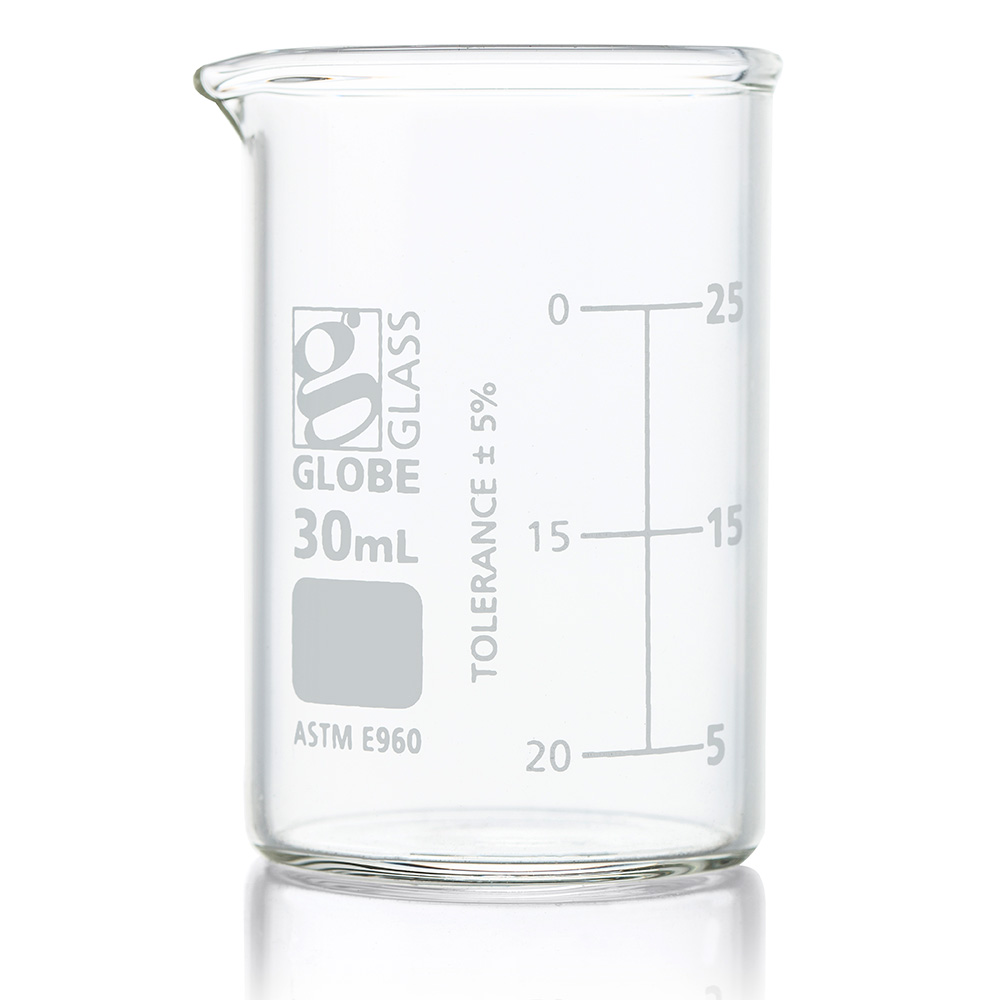30Ml Beaker, Globe Glass, Low Form Griffin Style, 12/Box, 48/Case