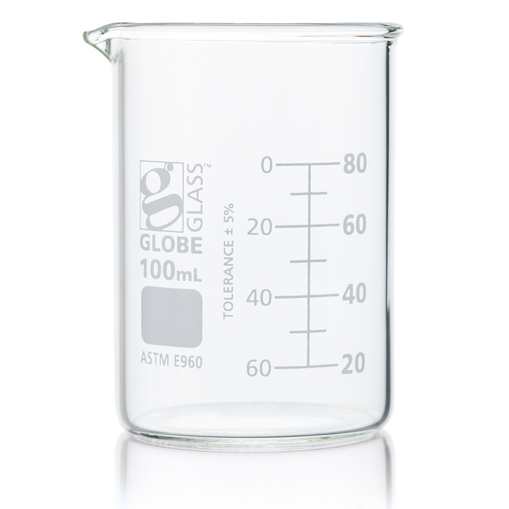 100Ml Beaker, Globe Glass, Low Form Griffin Style, 12/Box, 48/Case