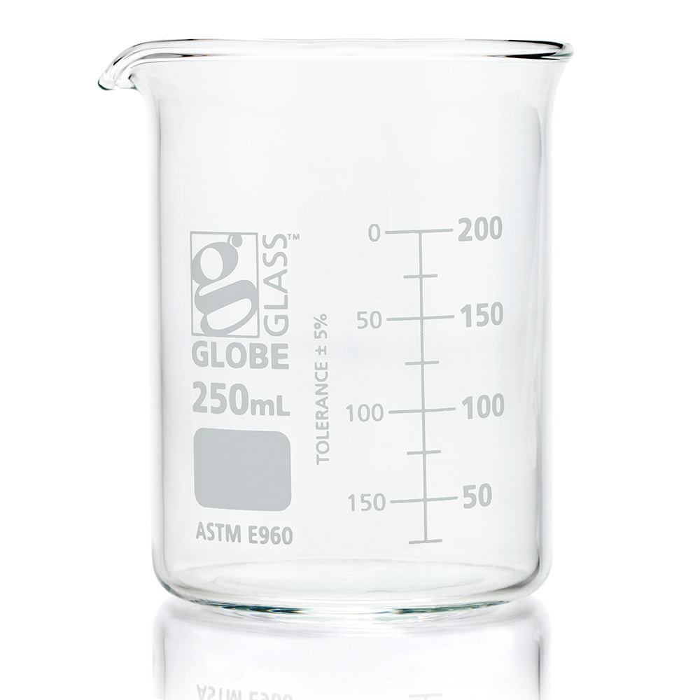 250Ml Beaker, Globe Glass, Low Form Griffin Style, 12/Box, 48/Case
