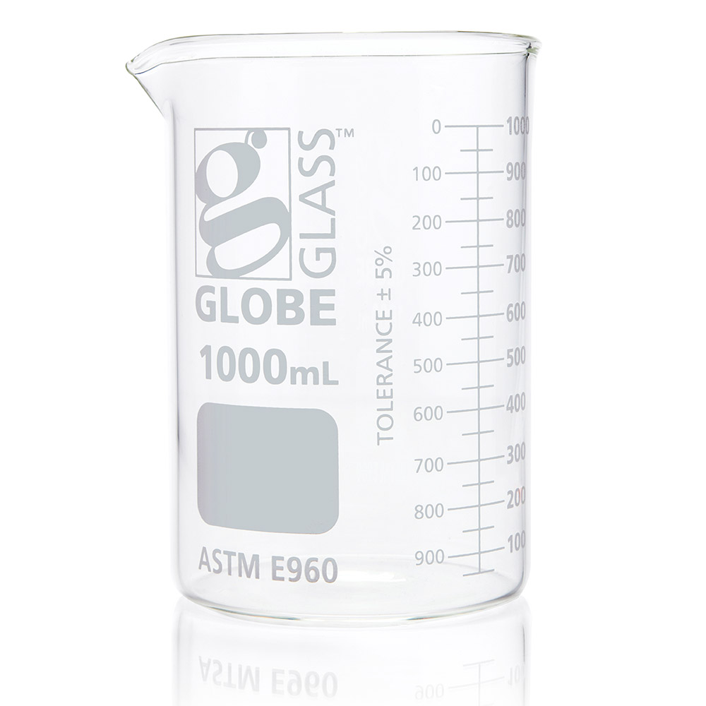 1000Ml Beaker, Globe Glass, Low Form Griffin Style, 6/Box, 24/Case