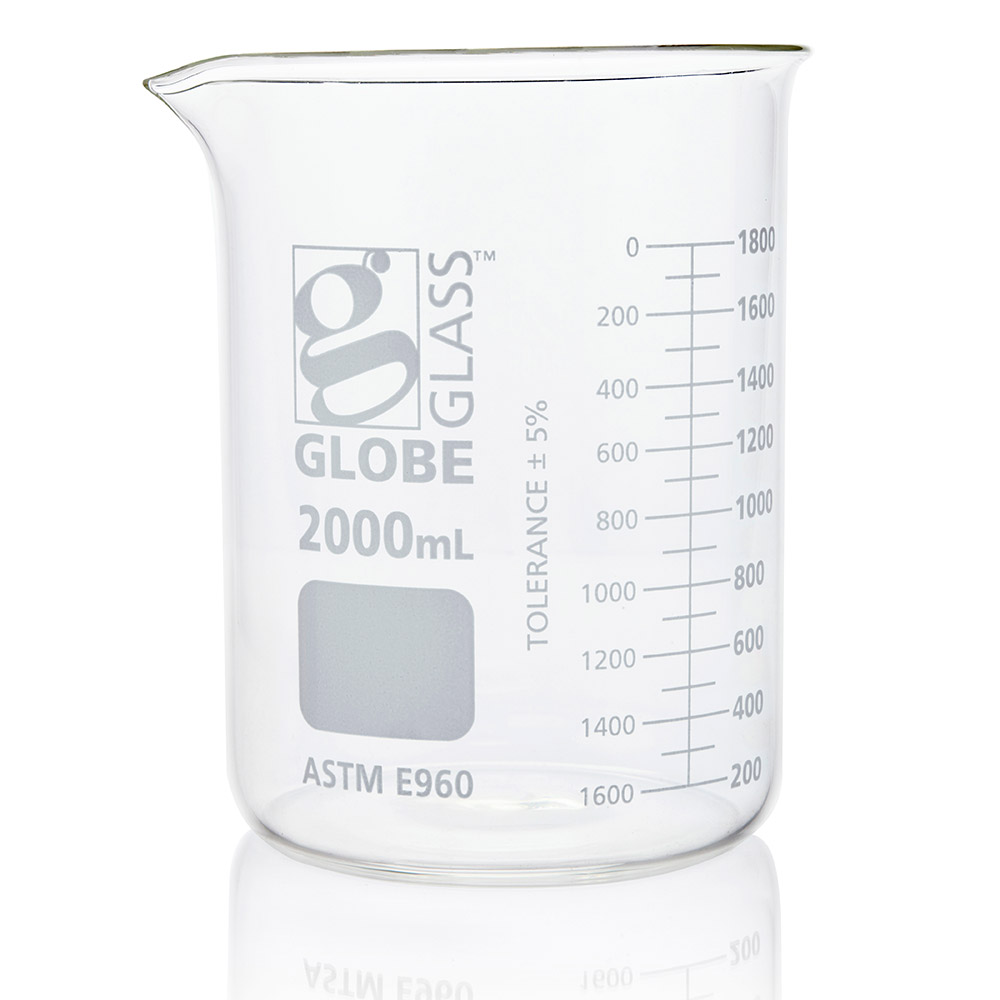 2000Ml Beaker, Globe Glass, Low Form Griffin Style, 4/Box, 8/Case