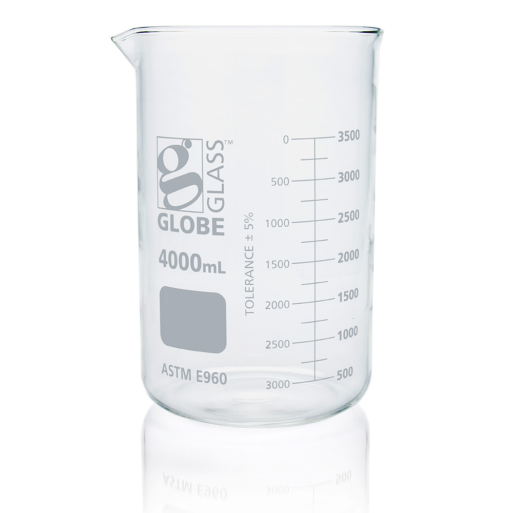 4000Ml Beaker, Globe Glass, Low Form Griffin Style, Each, 6/Case