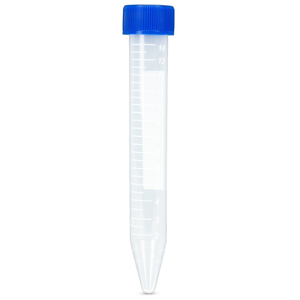 ***Save 44%*** Centrifuge Tube, 15Ml, Attached Blue Screw Cap, Pp, Printed Graduations, Gamma Sterile, Rnase, Dnase, Pyrogen Free, 25/Bag, 20 Bags/Unit